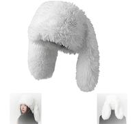 Cute Long Bunny Ear Plush Hat, Long Bunny Ears Beanie, Soft Cozy Warm Fluffy Fur Rabbit Hat with Ears for Indoor Outdoor Festival Party (White)