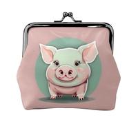 Cute Long Ear Pig Print Compact Coin Purse Exquisite Kiss Lock Wallet Cute Mini Pouch Coins Cards Wallet