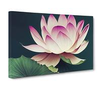 Cute Lotus Flower Canvas Print | Gallery Wrapped 30mm Frame Wall Art | 30x20 inches | Ready to Hang | Contemporary Floral Picture | Living Room Bedroom Lounge Office
