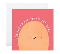 Cute Love Card for Him Her - I’m Such a Keen Bean - Adorable Pun Anniversary or Valentines Day, Greeting for Boyfriend, Girlfriend, Husband, Wife, Partner, Couples, Loved One - Comes with Stickers