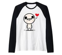 Cute Love Doodle Character Minimal Cartoon Art Raglan Baseball Tee