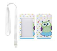 Cute Love Owl Card Holder with White Lanyard, Card Holder Lanyard, Vertical ID Cards Protector for Nurse, Vertical Name Badges Protector for Student, Delivery Driver Accessories Bus Driver Accessories