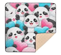 Cute Love Panda Heart Soft Foam Baby Girl Play mat for Floor Washable Foldable Tummy Time Activity Mat for Baby Toddler Infant, 50'' x 50''con Musica para Bebes