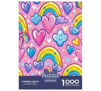 Cute Love Pattern Jigsaw Puzzles Puzzles for Adults Kids. 1000 Pieces Impossible Challenge Toy Educational Games Home Decoration for Adults& Kids Age 14 Years Up 70x50cm/1000pcs