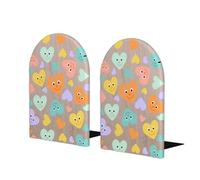 Cute Love Premium Wooden Bookend Set â€“ Large-Sized Solid Beech Wood + Heavy-Duty Metal Base With Non-Slip Foam Pads For Desk, Shelf & Office Organization