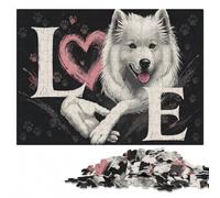 Cute Love Samoyed Wooden Jigsaw Puzzle, Adult Brain Game, 500 Pieces | Colour and shape sorting - a simple way to organise the image on quiet evenings.
