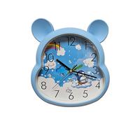 Cute Lovely Bear Kids Clock Battery Powered Decor Wall Clock for Bedroom Living Room Office Bedroom(Blue)