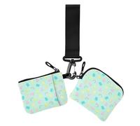 Cute Lovely Cartoon Letters Women's Wallets Card Cases Thin Flat Key Chain Wallet Change Purse with Wristlet Strap for Ladies 2 Pcs