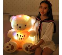 Cute Lovely I Love You Pattern Glow Light Up Soft Plush Bear Stuffed Toy Gift