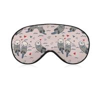 Cute Lovely Otters in The Sea Silk Sleep Mask with Adjustable Strap Super Soft Eye Mask