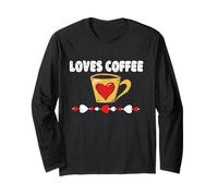 Cute, Loves Coffee with a Mug Cup Long Sleeve T-Shirt