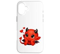 Cute Lovestruck Baby Devil with Floating Hearts Shapes Mania Case for iPhone 16 Plus