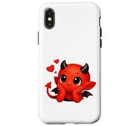 Cute Lovestruck Baby Devil with Floating Hearts Shapes Mania Case for iPhone X/XS