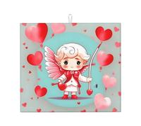 Cute loving boy Kitchen countertop absorbent mat, single-sided printed 100% polyester with a hanging rope