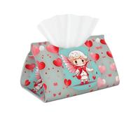 Cute Loving boy Print Tissue Box Cover - Long Facial Paper Organizer Modern PU Leather Napkin Holder for Car, Bedroom