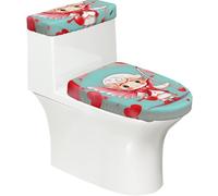 Cute Loving boy Soft 2Pcs Toilet Lid - Tank Covers, Elastic Reusable for U/O Shape Toilets, Bathroom Decor