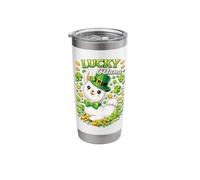 Cute Lucky Ollama St. Patrick's Day Llama Shamrock Stainless Steel Insulated Tumbler