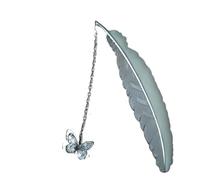 Cute Luminous Metal Feather Bookmarks Book Marks for Students Teachers Beautiful Book Accessories(Butterfly)