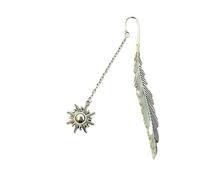 Cute Luminous Metal Feather Bookmarks Book Marks for Students Teachers Beautiful Book Accessories(Sun)