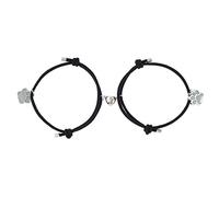Cute Luminous Paw Print Charm BFF Bracelet for Women Men 2Pcs Handmade Adjustable Black Rope Bangle Wrist Couple Matching Love Heart Pendant Friendship Bracelets Set Best Friend Bestie Pet Lovers