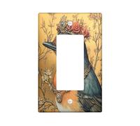 Cute Luxury Robins Decorative Light Switch Cover Plate 1 Gang Single Rocker, Funny Vintage Country Farmhouse Electrical Faceplate for Kitchen Bathroom, Bird Switchcover Decor