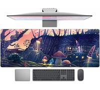 Cute Magic Mushroom Mouse Pad Dream Forest Desk Mat XL Kawaii Anime Cool Cat Office Decor Gaming Mousepad Long Laptop Keyboard Pads Accessories for Women Work Desktop Cover Pad 31.5x11.8 in