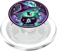 Cute Magical Black Witch Cat Cauldron Halloween PopSockets PopGrip for MagSafe