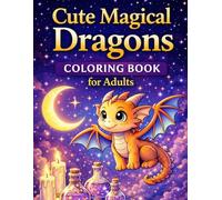 Cute Magical Dragons Coloring Book for Adults: Relaxing Fantasy Coloring Pages with Cozy Dragons, Night Sky, Magic Scenes and Stress Relief Designs