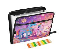 Cute Magical Horse Colorful Pastel 13 Pocket Expanding File Folder with Labels A4 Document Organizer with Zipper
