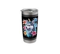 Cute Magical Husky with Lilies Stainless Steel Insulated Tumbler