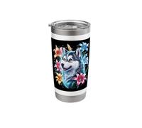 Cute Magical Husky with Lilies Stainless Steel Insulated Tumbler