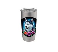 Cute Magical Husky with Lilies Stainless Steel Insulated Tumbler