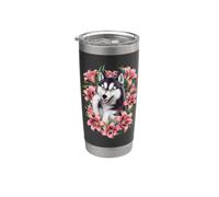 Cute Magical Husky with Lilies Stainless Steel Insulated Tumbler