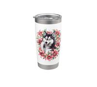 Cute Magical Husky with Lilies Stainless Steel Insulated Tumbler