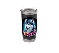 Cute Magical Husky with Lilies Stainless Steel Insulated Tumbler