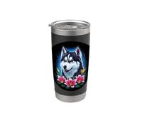 Cute Magical Husky with Lilies Stainless Steel Insulated Tumbler