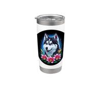 Cute Magical Husky with Lilies Stainless Steel Insulated Tumbler