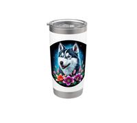 Cute Magical Husky with Lilies Stainless Steel Insulated Tumbler