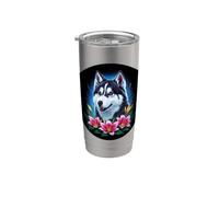 Cute Magical Husky with Lilies Stainless Steel Insulated Tumbler