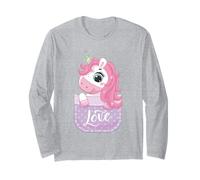 Cute Magical Unicorn in Pocket Long Sleeve T-Shirt