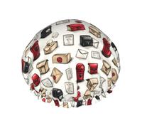 Cute Mailbox Print Shower Caps for Women, Cute Reusable Shower Cap, Double Layers Elastic Band Long Hair Cap, Bath Accessories for Women