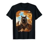Cute Maine Coon Cat Selfie Fall Leaves Forest Autumn Animal T-Shirt