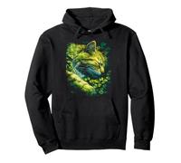 Cute Maine Coon Cat Shamrocks Forest St Patricks Day Kitten Pullover Hoodie