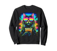 Cute Maine Coon Cat with Sunglasses Iced Coffee Beach Summer Sweatshirt