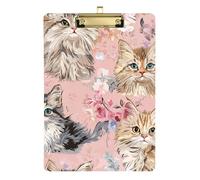 Cute Maine Coon Cats Rose Gold Acrylic mini clipboard Set Standard Letter A4 Size Transparent for Soccer Truck Driver Gold 12x9in Tabla para escribir con Clip