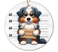 Cute Make Mistakes Australian Shepherd Dog Christmas Ceramic Ornament Christmas Souvenirs Pet Lovers Vintage Ornament For Christmas Family Members 3 IN