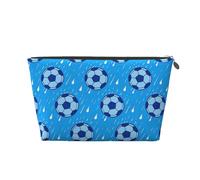 Cute Make Up Bag For Traveling Toiletry Bag Cosmetic Pouch, Footballs Rains Blue, One Size