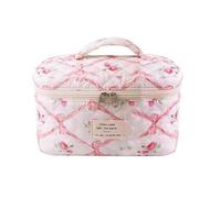 Cute Makeup Bag Flower Quilted Storage Organizer for Travel and Everyday Use Ideal for Cosmetics and (A, One Size)