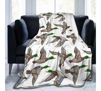 Cute Mallard Ducks Blanket,Duck Print Gift for Kids Ducks Lover,Soft Flannel Throws Lightweight Fluffy Decorative Quilt for Bed Sofa Couch Room Decoration 50 in x 40 in Small for Kids
