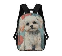 Cute Maltese Dog Portrait on Wood Panel Maltese Dog Art Backpack, 3D Printed School Bag, School Lunch Bag, Travel Backpack, Friends Backpack, School Backpack for Girls And Boys 17inch